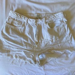 White highwasted denim shorts